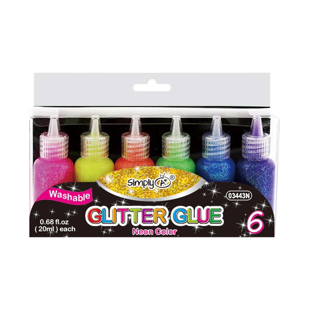 36 Pieces of Glitter Glue Neon Color 6ct Washable