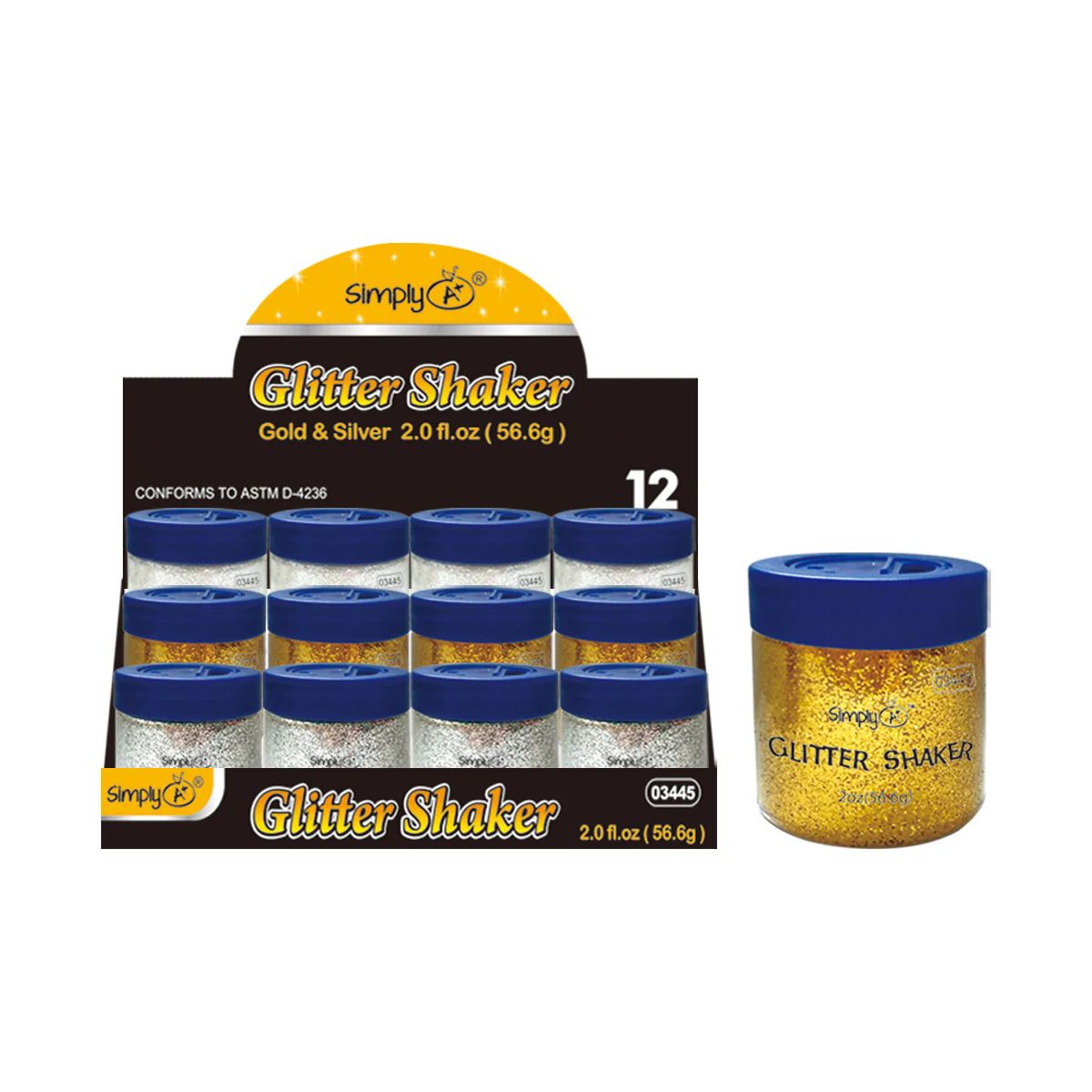 24 Pieces of Glitter Shaker Gold and Silver 12ct