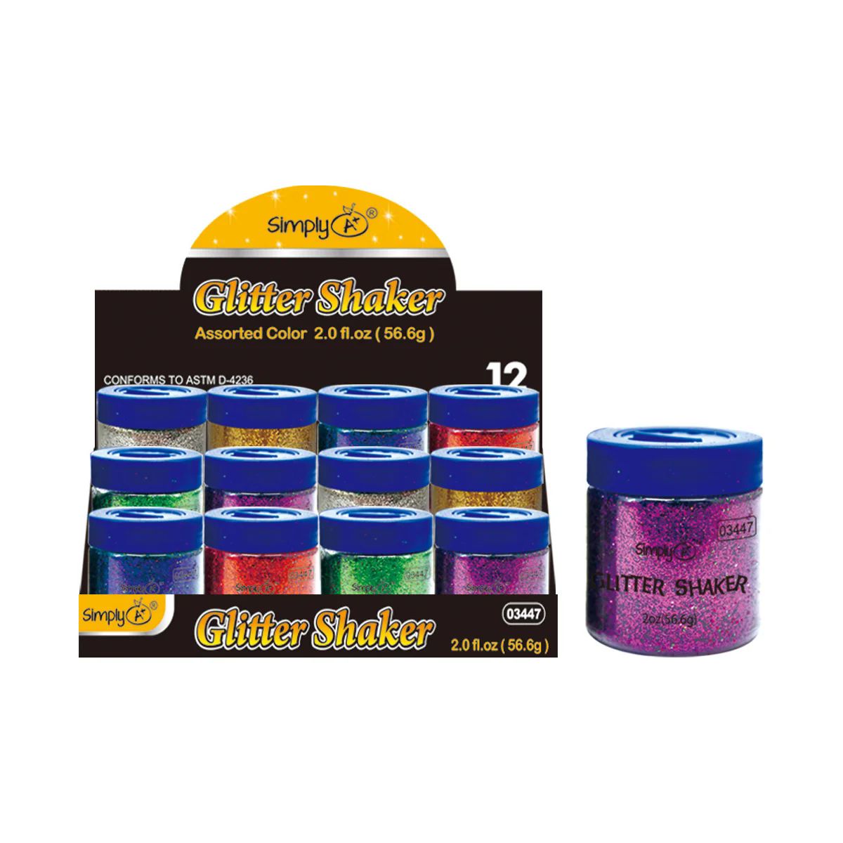24 Pieces of Glitter Shaker Assorted Colors 12ct