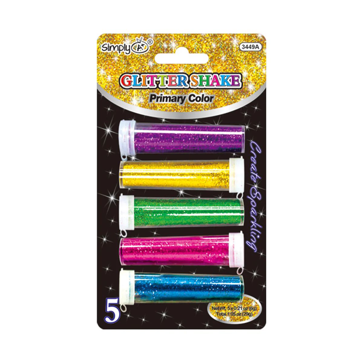 36 Pieces of Glitter Shake Primary Color 5ct