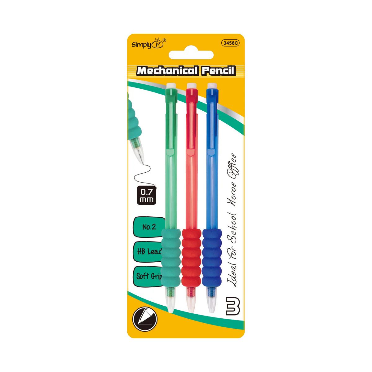 36 Pieces of Mechanical Pencil 0.7mm/3 Count Number 2 Soft Grip