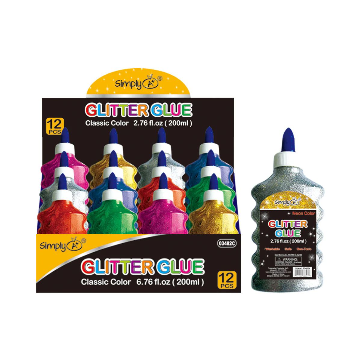 24 Pieces of Glitter Glue Classic Color 12ct 200nl