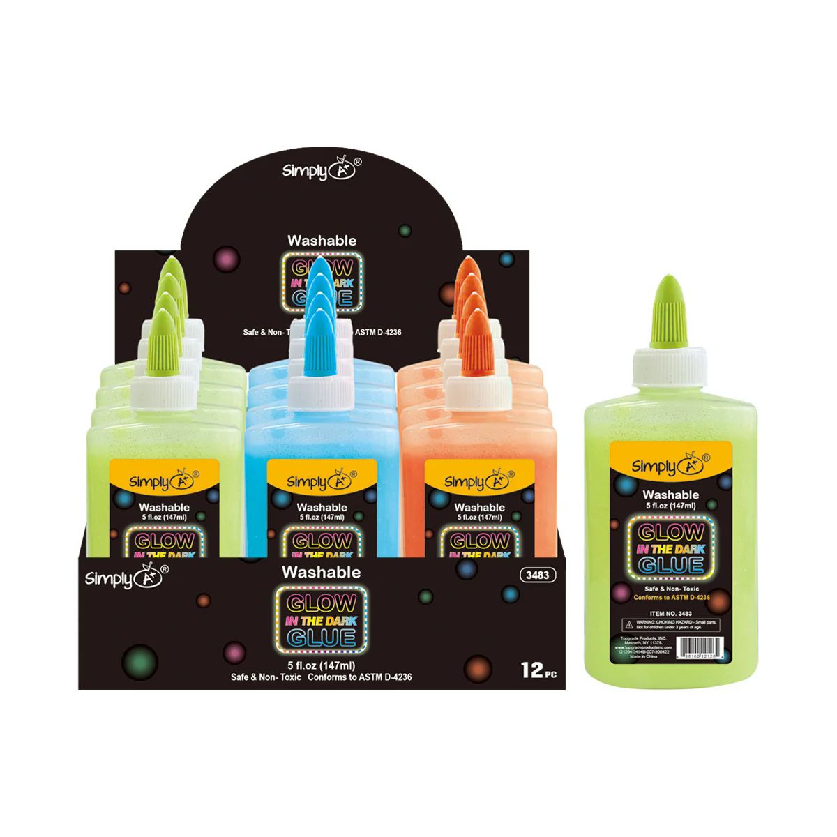 24 Pieces of Glow in the Dark Glue 12ct