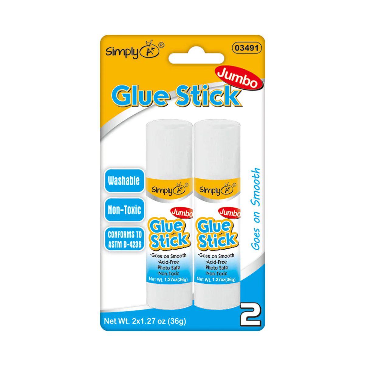 36 Pieces of Glue Stick Jumbo 2ct Washable