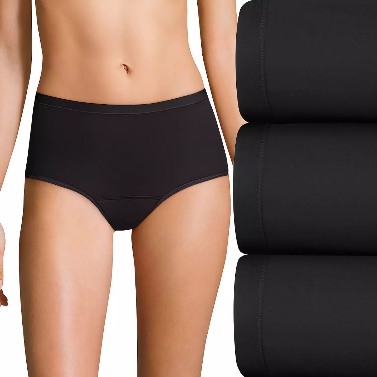 54 Pieces of Hanes Ultimate Light Comfort Period Brief Underwear Size 10 Black