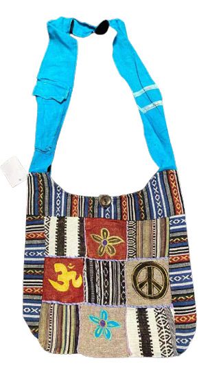 5 Pieces of Patchwork Peace Sign Handmade Hobo Bags With Flowers