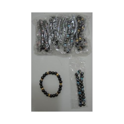 72 Pieces of Black Magnetic BraceleT-Round With Color
