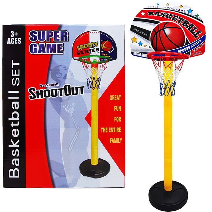 6 pieces of 54"h Plastic Basketball Set W/ 18.75" Backboard In Box