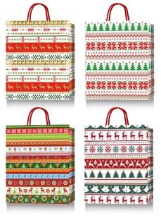480 pieces of Xmas Gift Bag 4 Designs Hot Stamp 10.5 X 13 X 4