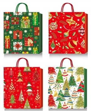 600 pieces of Xmas Gift Bag 4 Designs Hot Stamp  7 X 9 X 4