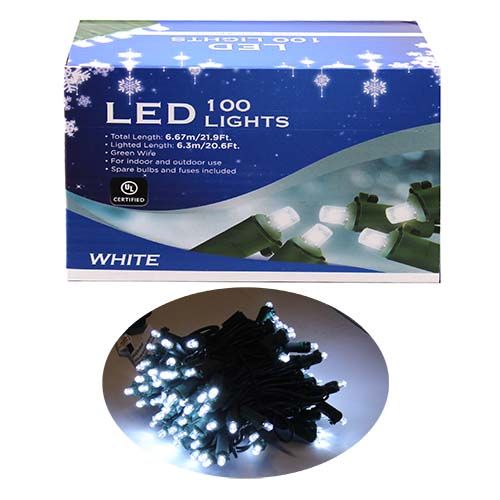 24 pieces of Ul 100l Led 5mmstring Green Wire/pure White In Col