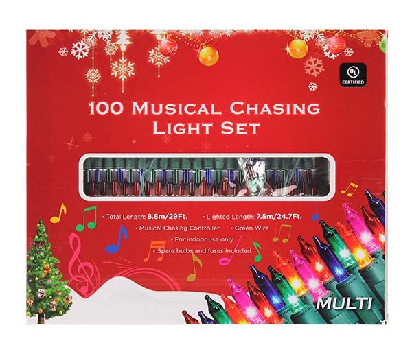 12 pieces of Ul 100l Mini Lights  (multi Color Bulb)  With Musi
