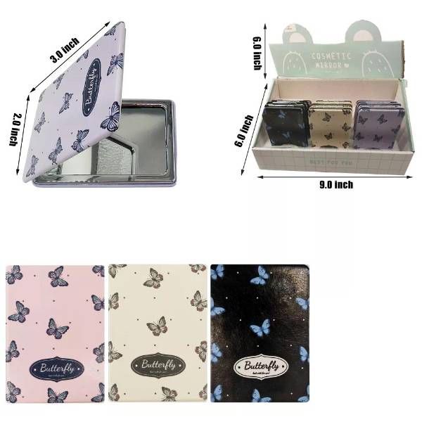 24 Pieces of Butterfly Pocket Mirror 12pc/disp