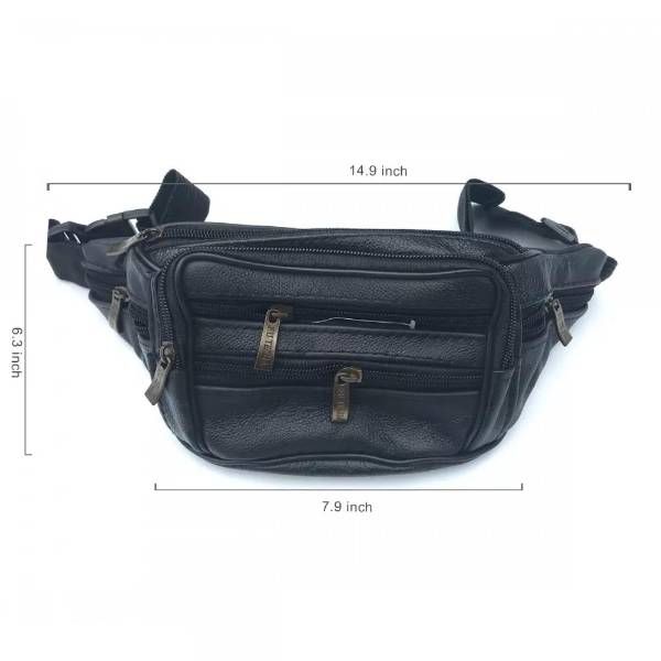 24 Pieces of Black Leather Waist Bag 6.3in X 14.9in X 7.9in