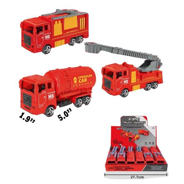 24 Pieces of 5 Inch Pull Back Fire Truck