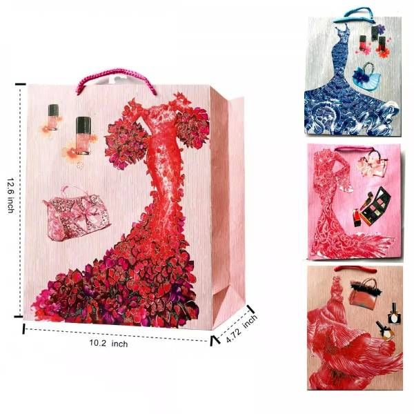 24 Pieces of 13 x 10 Gift Bag Dresses Design