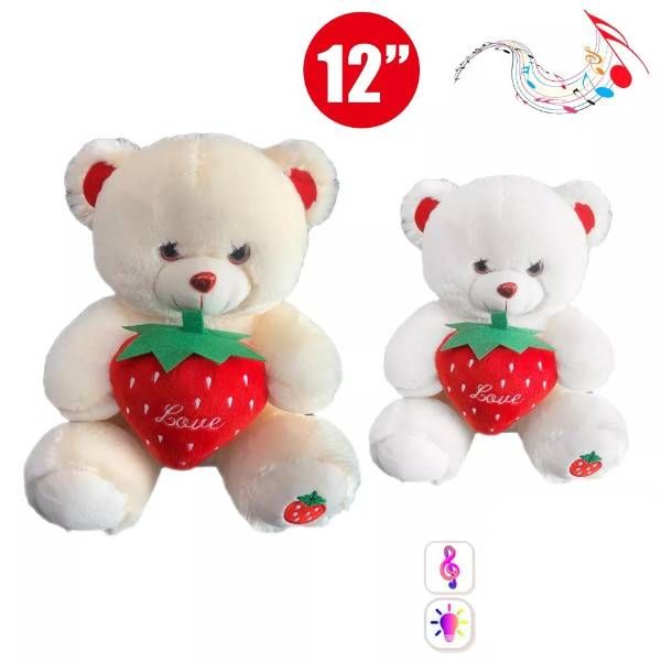 24 Pieces of 12 in Bear with Strawberry Light and Music