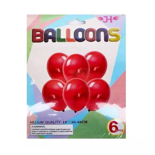 24 Pieces of 12 In 6pc Latex Red Balloons