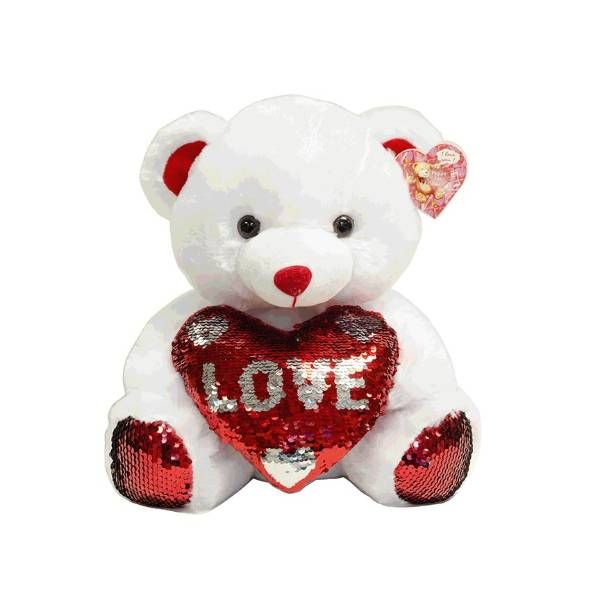 24 Pieces of 12 in White Bear with Heart