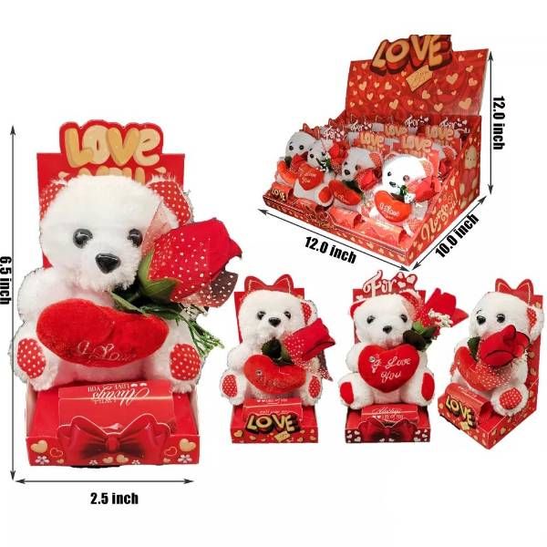 24 Pieces of 6.5 in Bear and Rose Gift Set