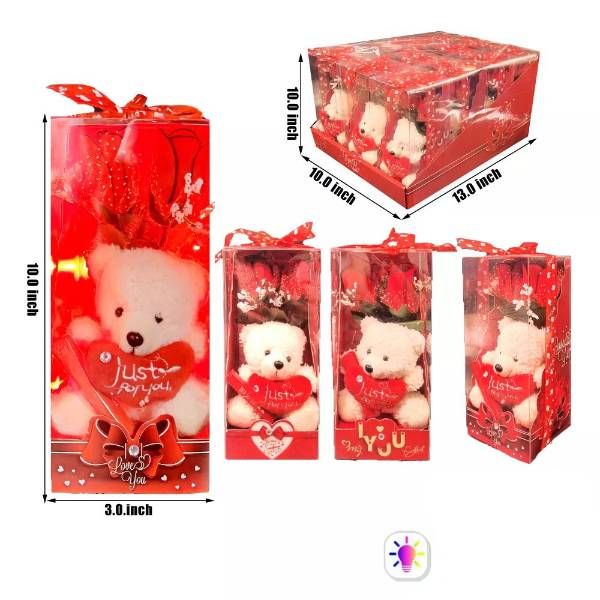 24 Pieces of Bear and Rose with Light Gift Set