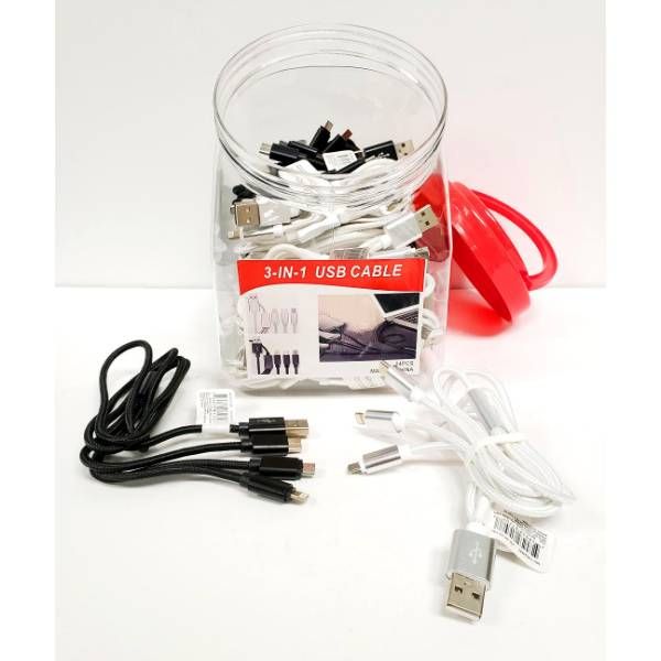 24 Pieces of 3 In 1 Usb Cable Ip/micro/type C