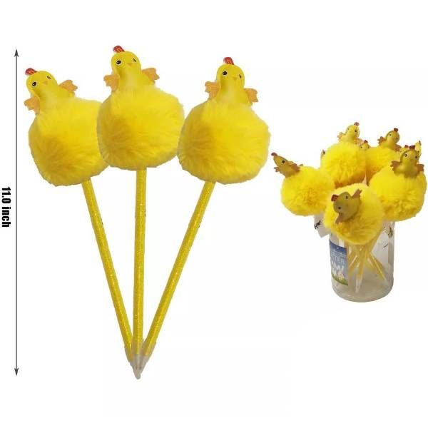 24 Pieces of Easter Chicken Fur Ball Pen