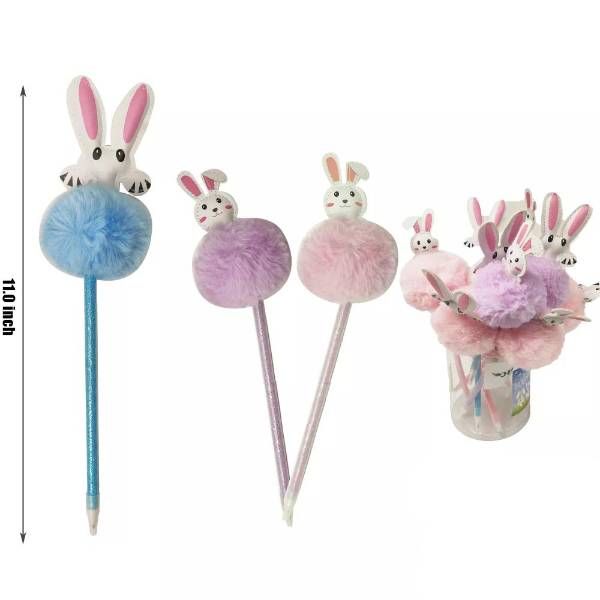 24 Pieces of Easter Rabbit Fur Ball Pen