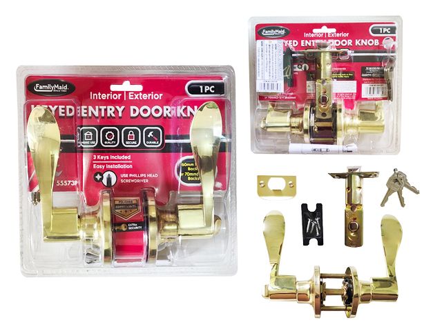 24 pieces of Keyed Door Lever Locking Handle Polish Brass Gold