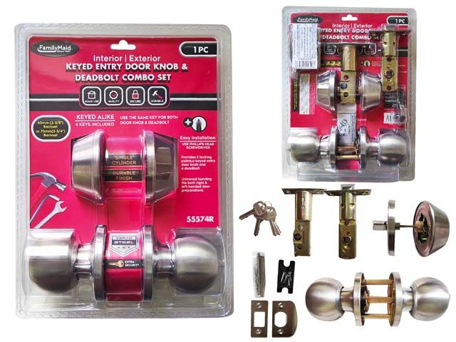 12 pieces of Keyed Door Knob + Deadbolt Set Silver Stainless