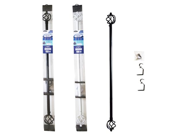 12 pieces of Curtain Rod 28inch-48inch White ,black Clr