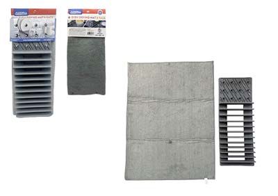 6 pieces of Dish Drying Mat W/rack Grey Clr