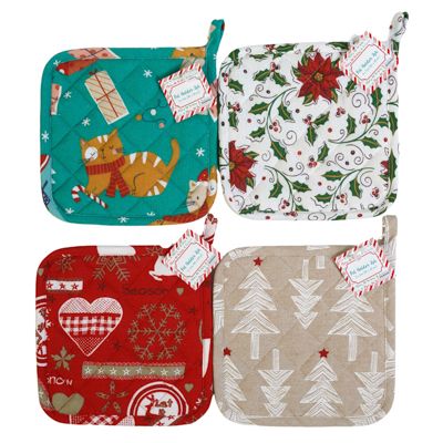 24 pieces of Potholder 2pk Christmas 4 Ast 8in Ht/ Jhook