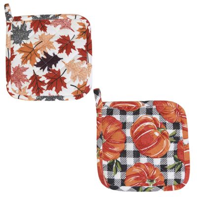 24 pieces of Potholder 2pk Harvest Print 2 Ast Prints Ht/ Jhook
