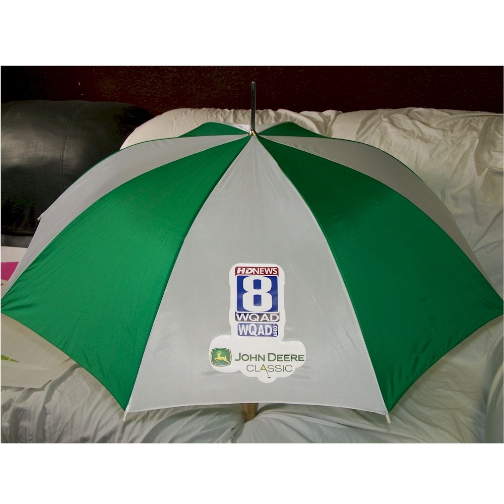 12 Pieces of Green White Custom Print Umbrella for Advertising