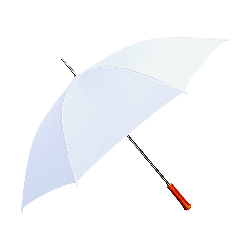 3 Pieces of Wedding Umbrella - White - 60" Across - Rip-Resistant 170T Polyester - Manual Open - Light Strong Metal Shaft and Ribs - Wood Color Handle