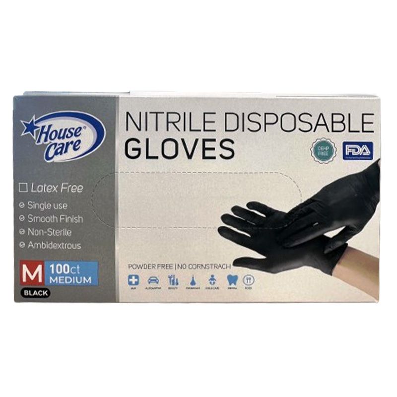 10 Pieces of 100pc Black Nitrile Medium Disposable Gloves