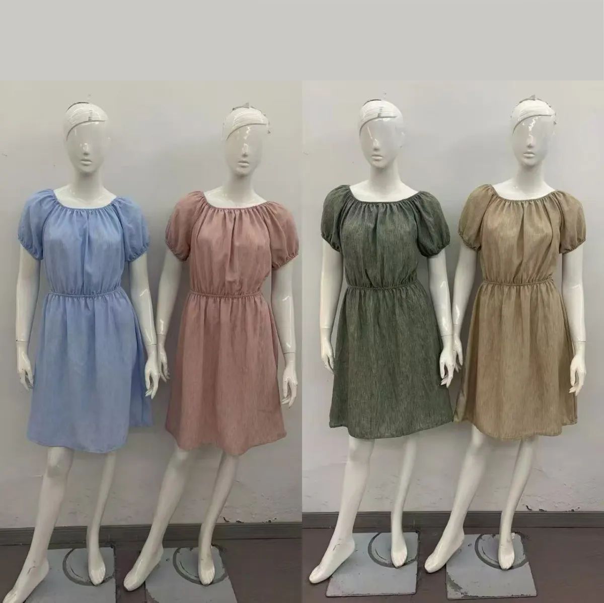 48 Pieces of Women's Dress Short Sleeve Solid Colors