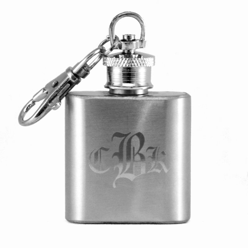 20 Pieces of Custom Monogram 1oz Mini Key Chain Flask