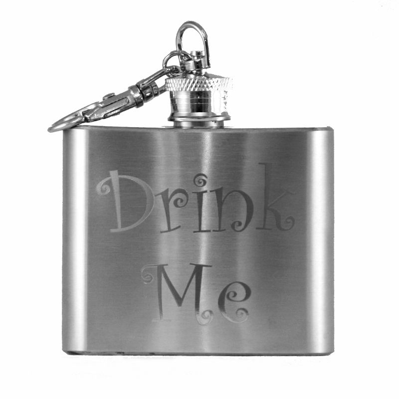 6 Pieces of Personalized Custom Engraved 2oz Mini Key Chain Flask