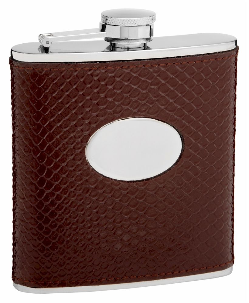 6 Pieces of Leather Hip Flask Holders with Snake Skin Patterns