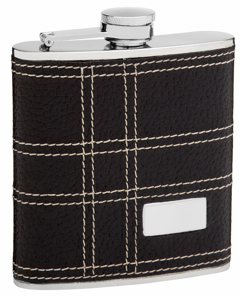 6 Pieces of Faux Leather Hip Flask Holding 6 oz Embossed Design