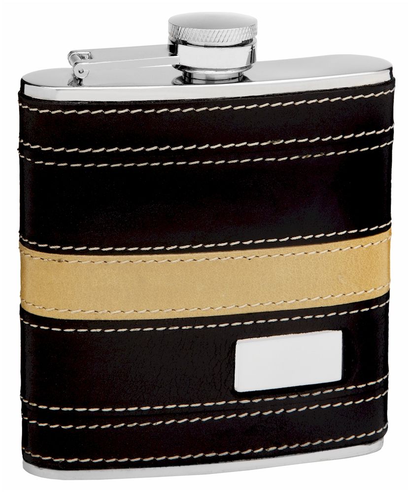 6 Pieces of Genuine Leather Hip Flask Holding 6 oz Pocket Size