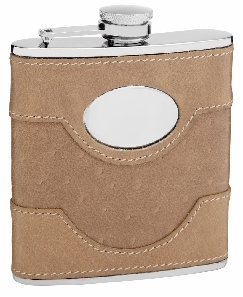 6 Pieces of Suede Leather Hip Flask 6 oz for Engraving