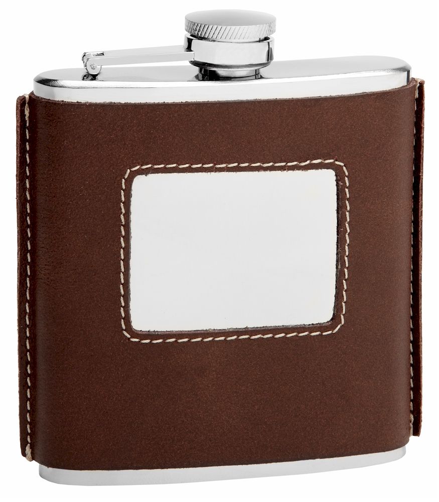 6 Pieces of 6 Oz. Brown Leather Hip Flask Holders