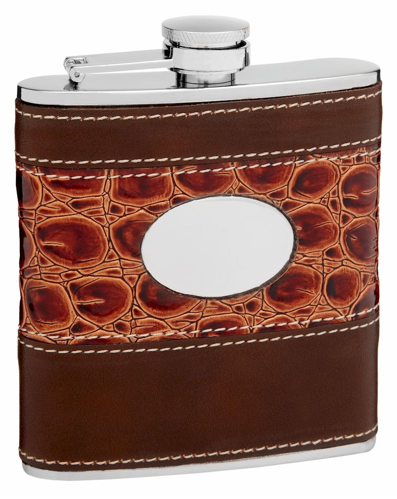 6 Pieces of Hip Flask Holding 6 oz Faux Leather and Faux Alligator Skin
