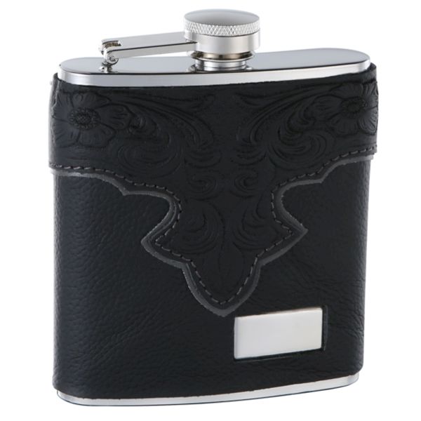 6 Pieces of 6 Oz. Genuine Black Leather Hip Flask Holders