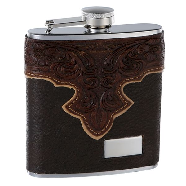 6 Pieces of 6 Oz. Genuine Brown Leather Hip Flask Holders
