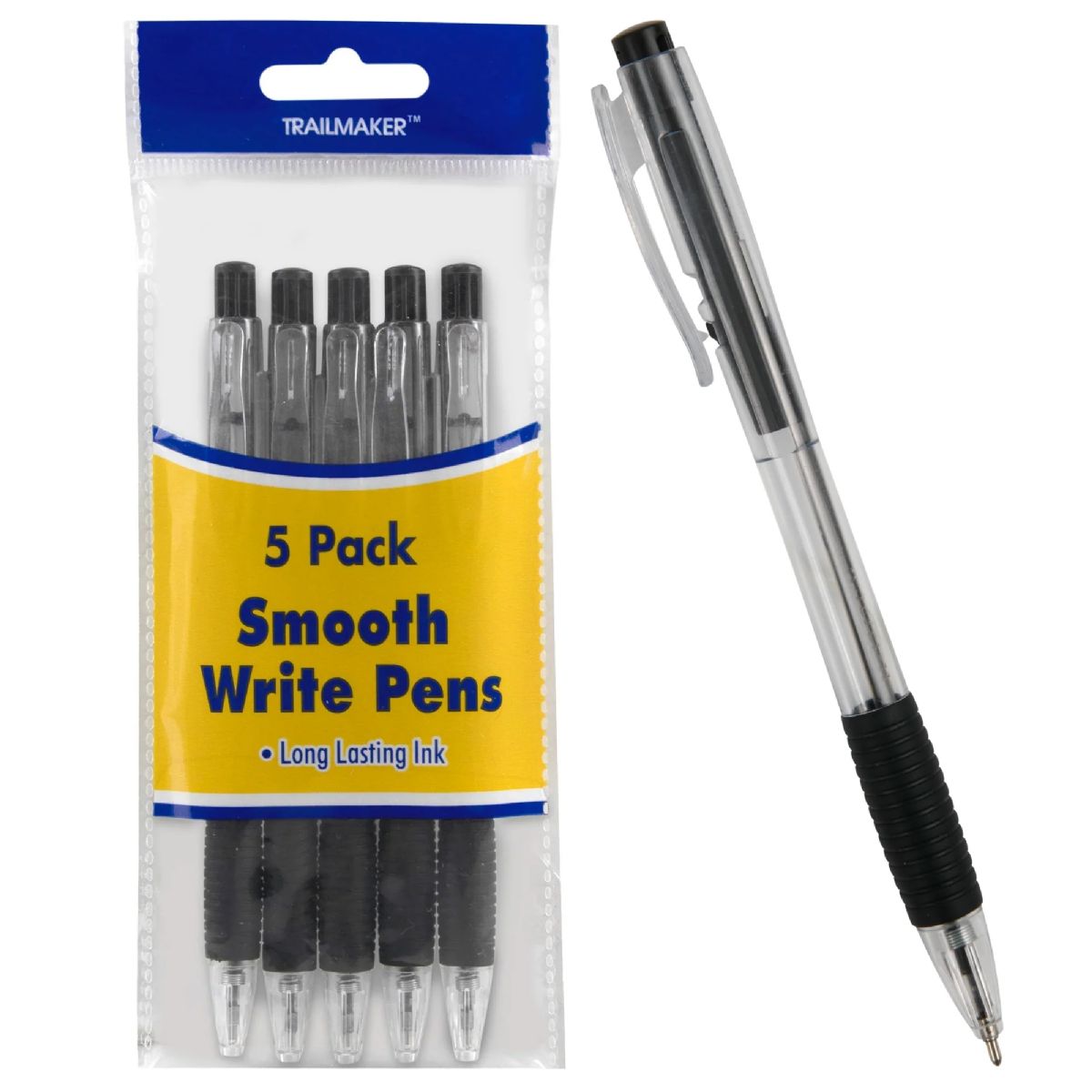 100 Pieces of Bulk 5-Pack Click Action Pens With Comfort Grip
