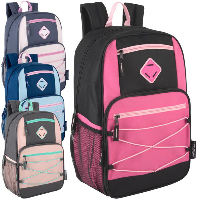 24 Pieces of 19 Inch Dome Bungee Backpack With Laptop Section - Girls Assortment